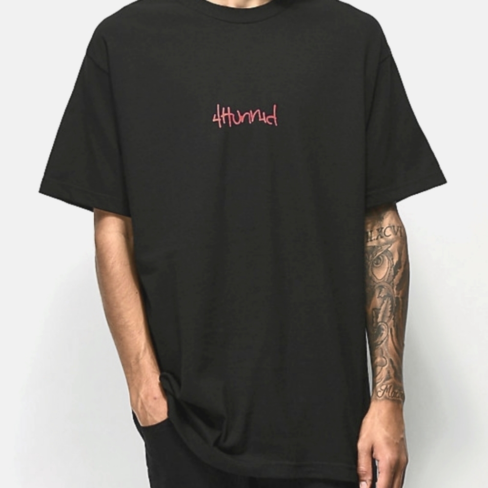 ZUMIEZ Men's Spellout Double Sided Graphic Tee Black & Red YG Hip Hop Size Med